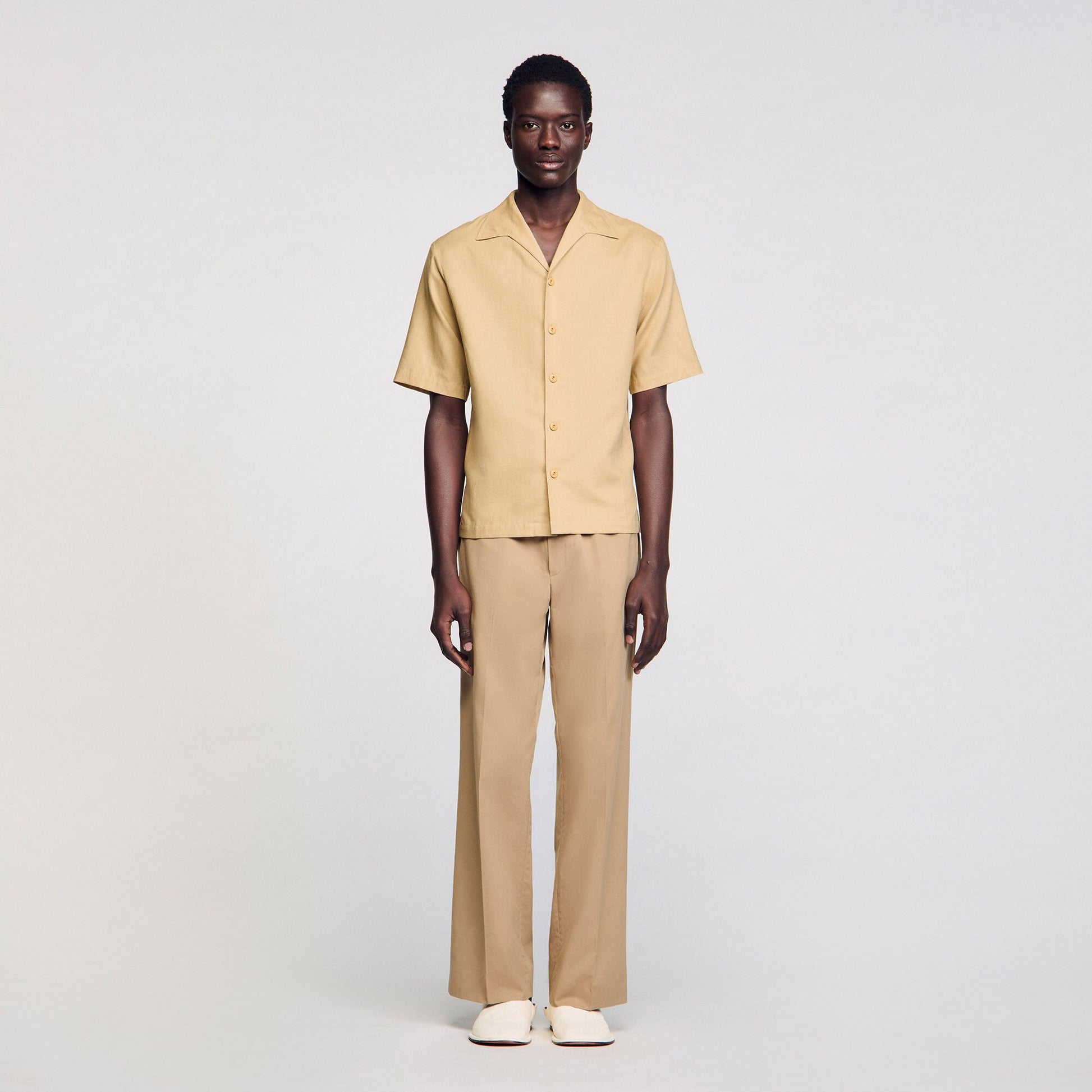 Sandro Cotton and linen shirt Nut