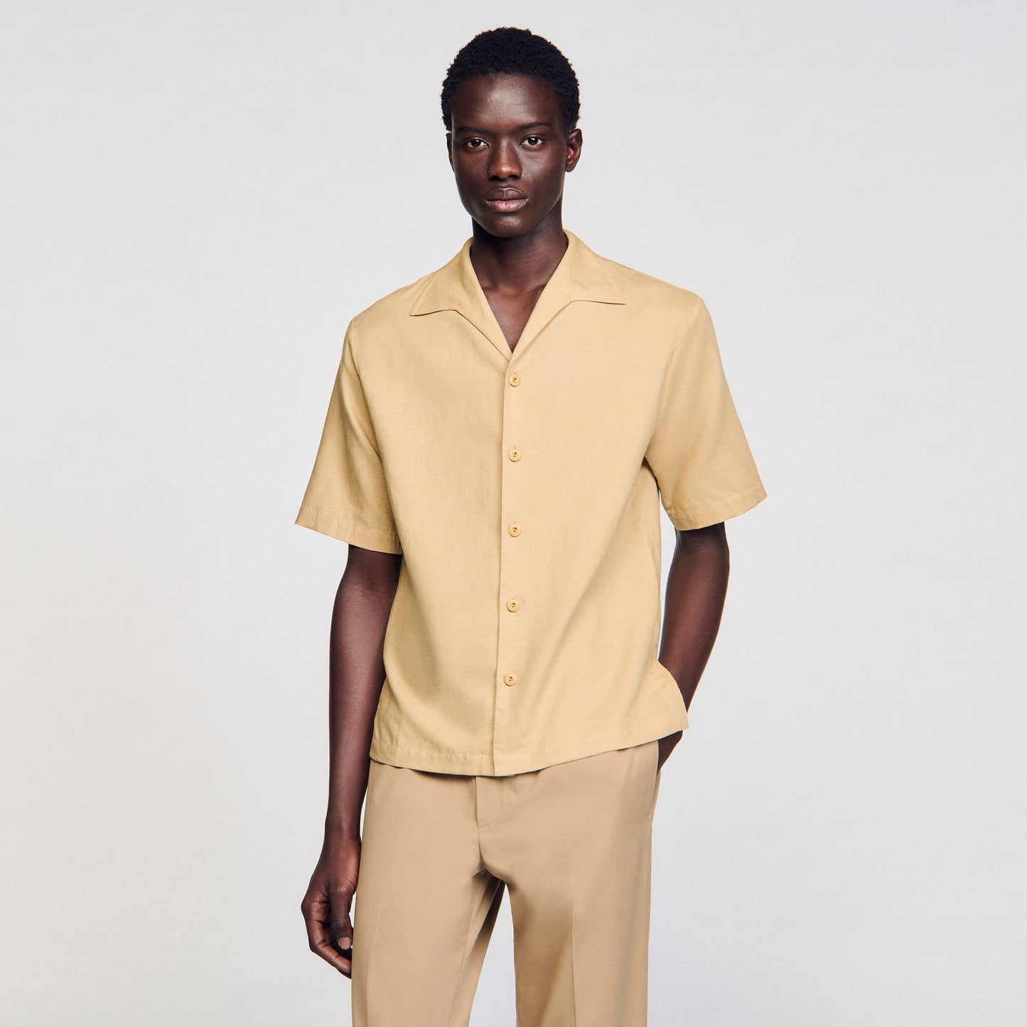 Sandro Cotton and linen shirt Nut