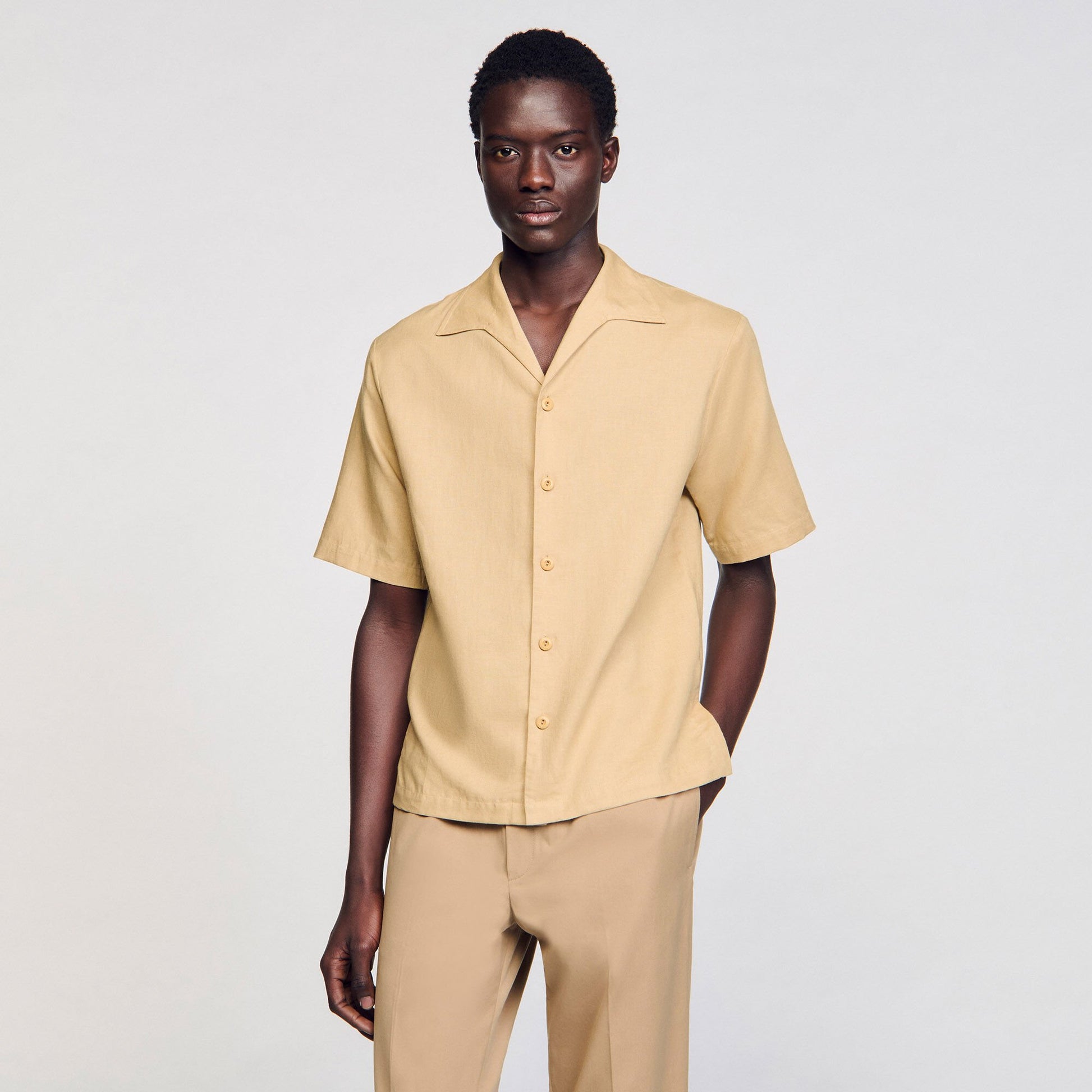 Sandro Cotton and linen shirt Nut