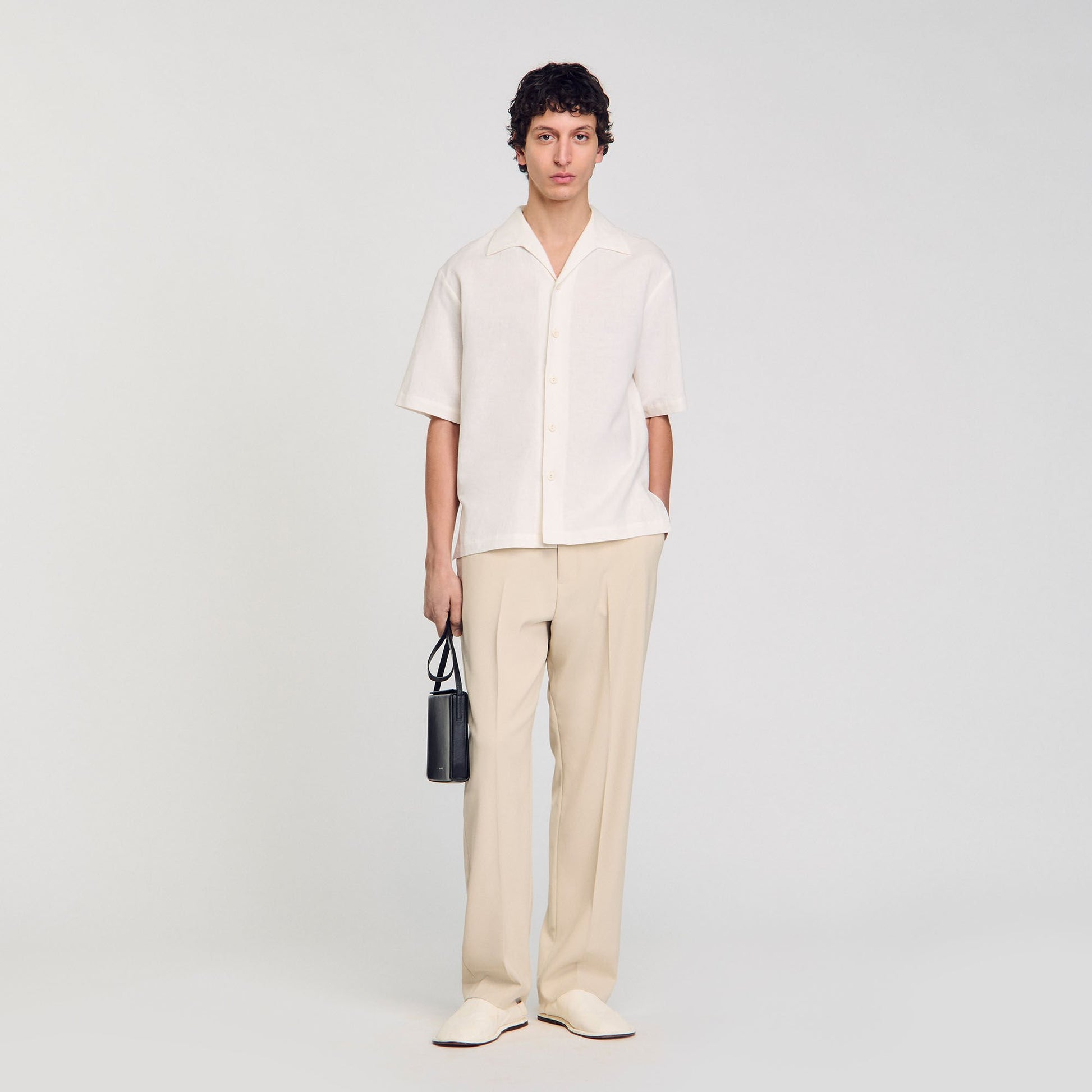 Sandro Cotton and linen shirt Ivory.