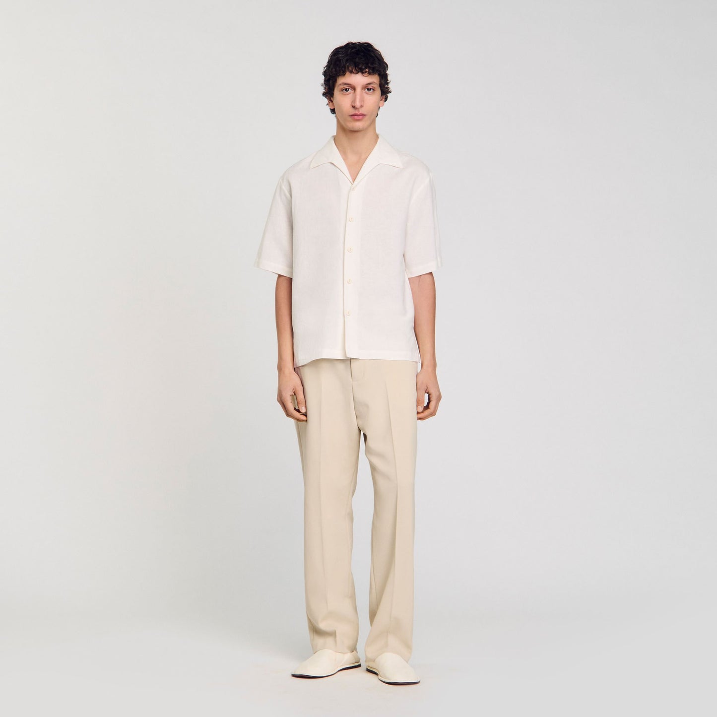 Sandro Cotton and linen shirt Ivory.