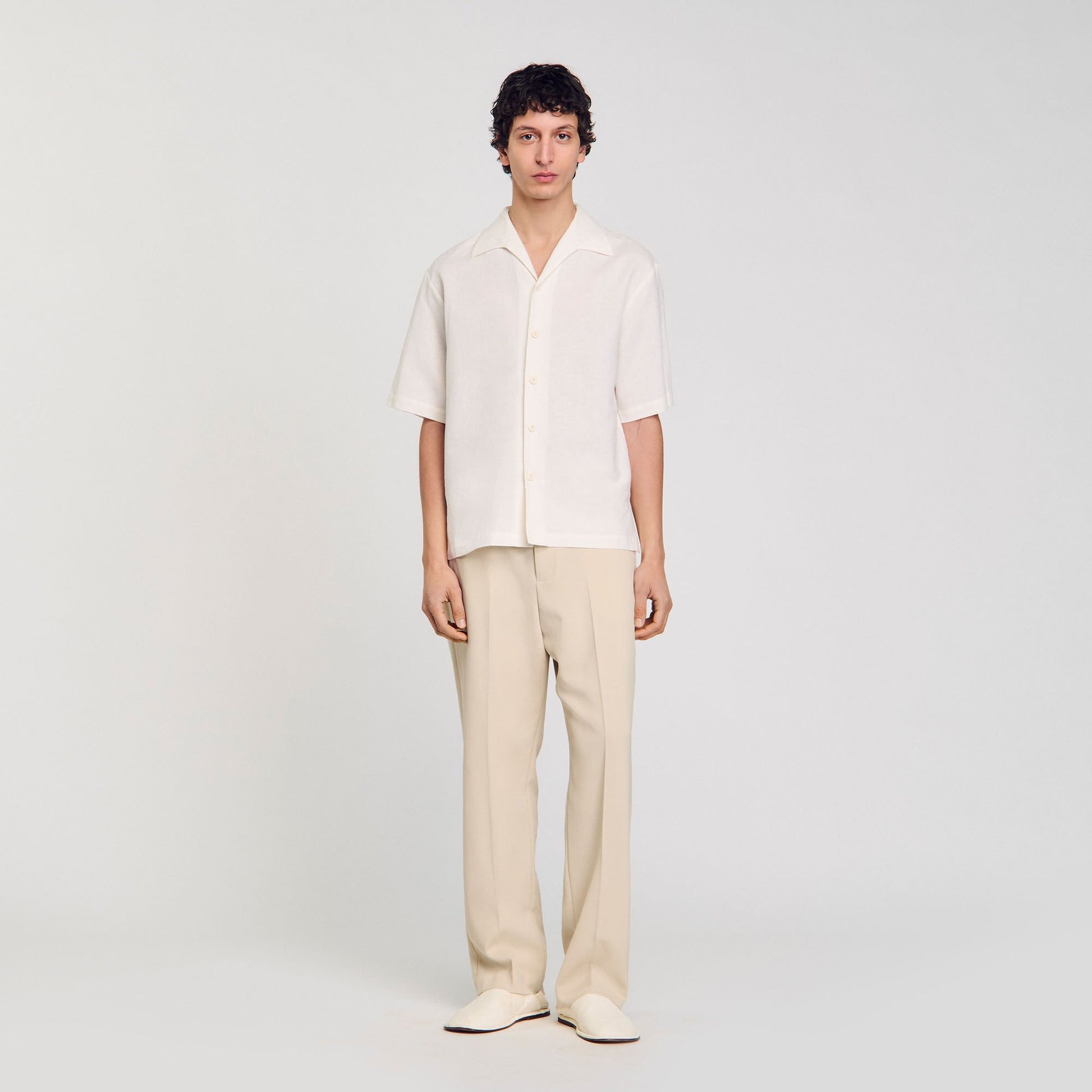 Sandro Cotton and linen shirt Ivory.