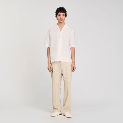 Sandro Cotton and linen shirt Ivory.