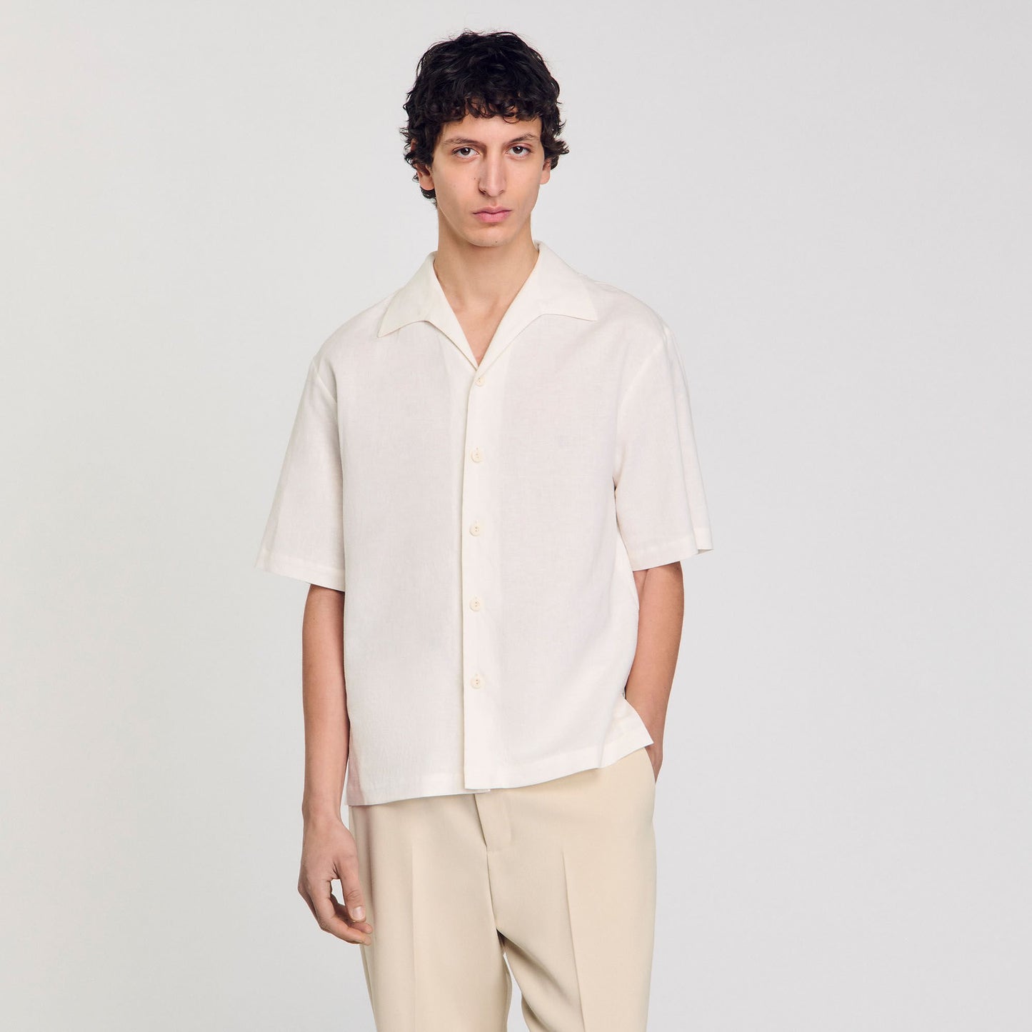 Sandro Cotton and linen shirt Ivory.