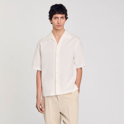 Sandro Cotton and linen shirt Ivory.