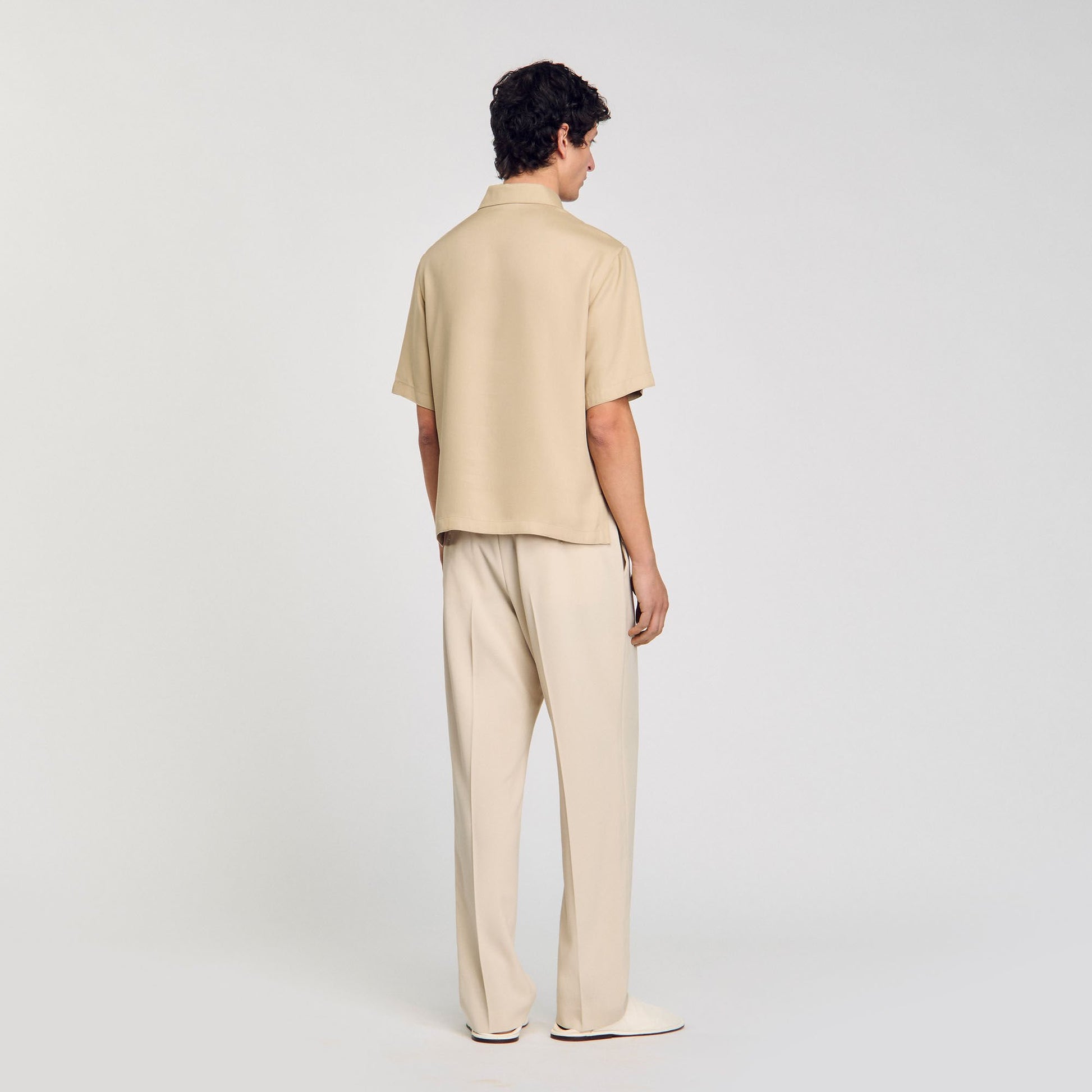 Sandro Zip-neck polo shirt Sand.