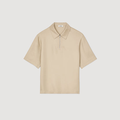 Sandro Zip-neck polo shirt Sand.