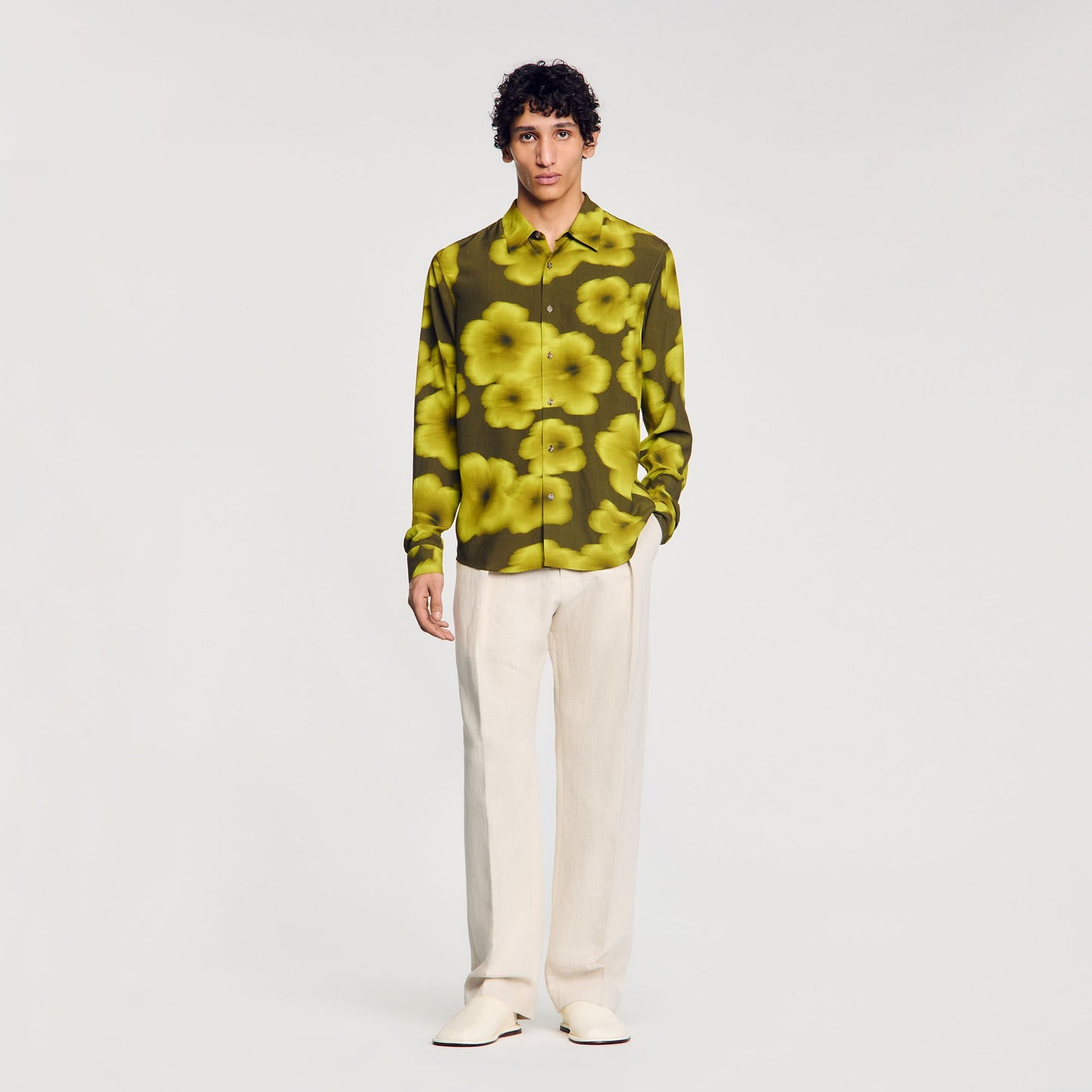 Sandro Loose-fit floral shirt Super Green