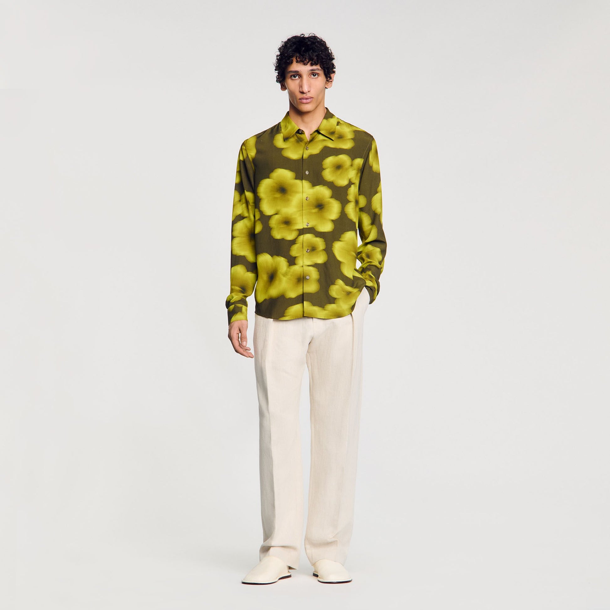 Sandro Loose-fit floral shirt Super Green