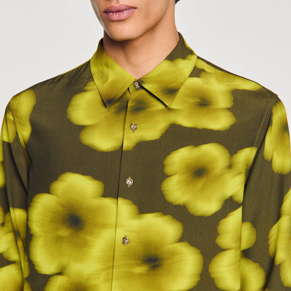 Sandro Loose-fit floral shirt Super Green