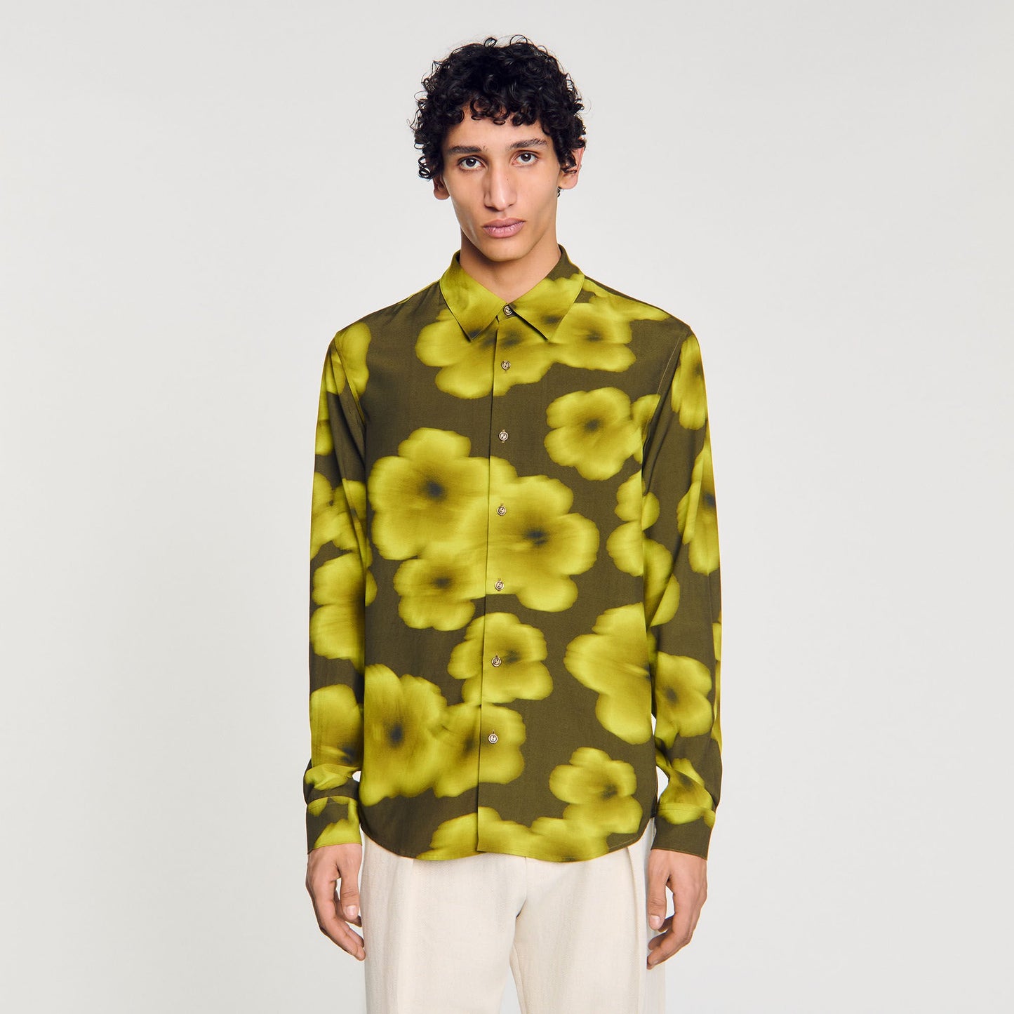 Sandro Loose-fit floral shirt Super Green
