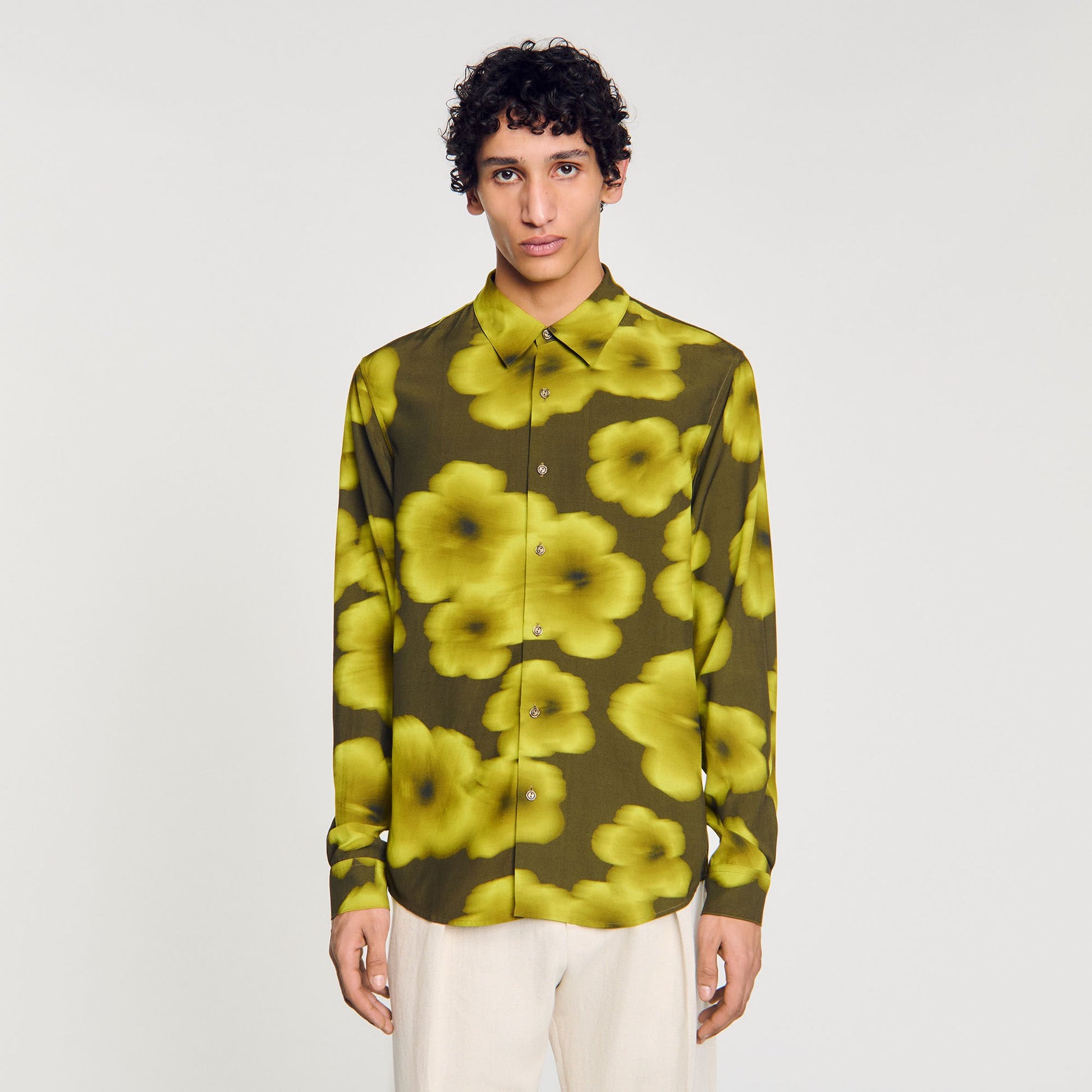 Sandro Loose-fit floral shirt Super Green
