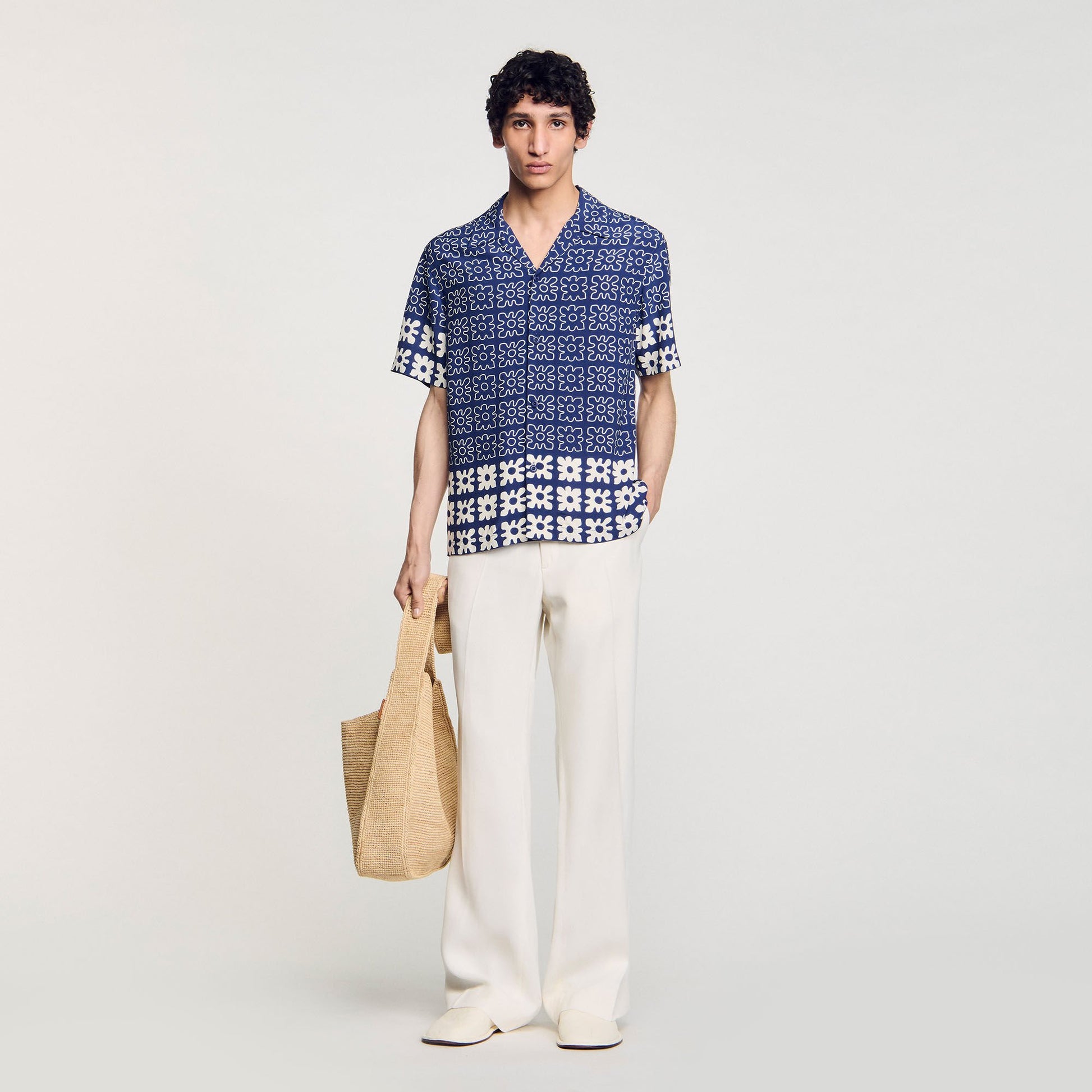 Sandro Floral motif shirt Midnight Blue