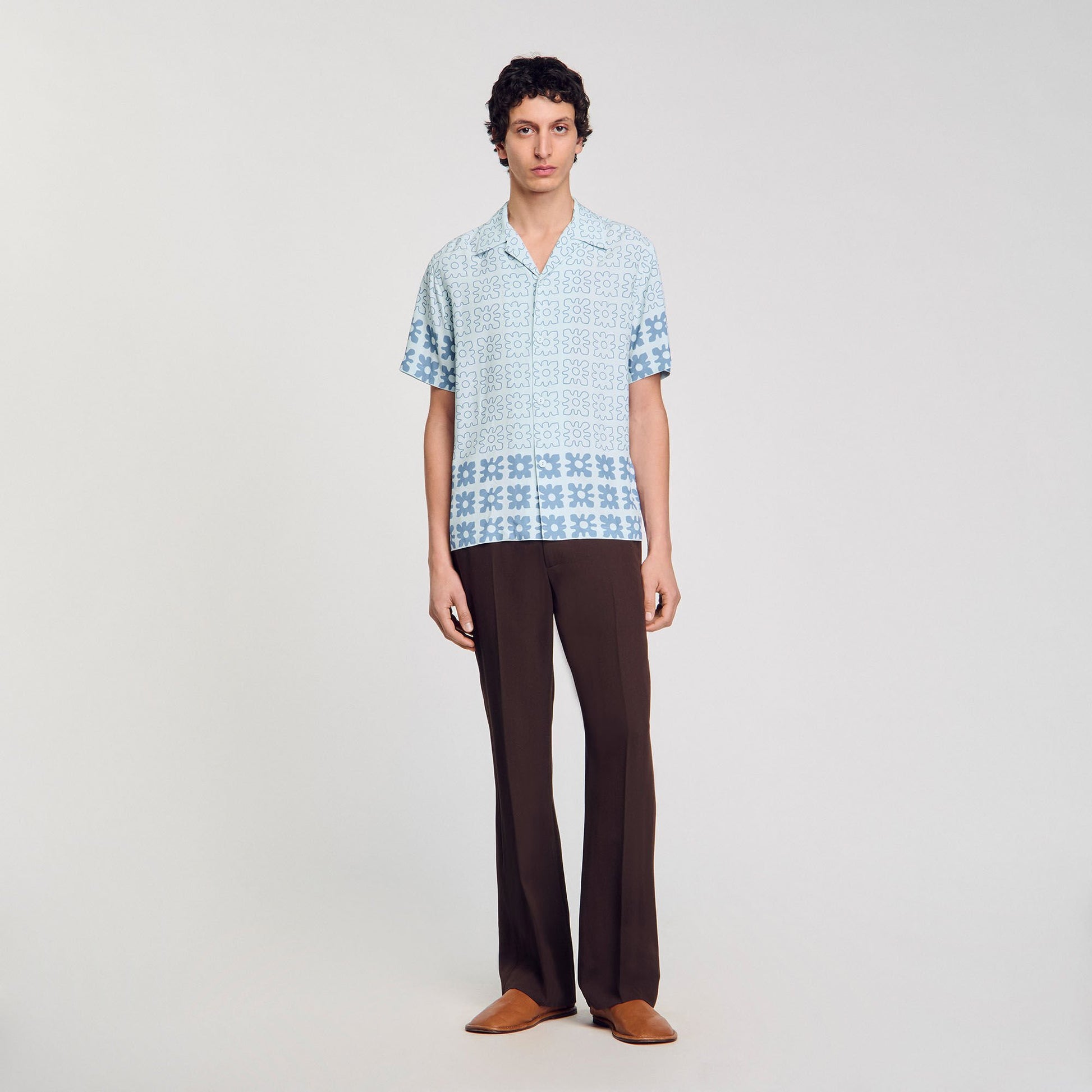 Sandro Floral motif shirt Blue Sky