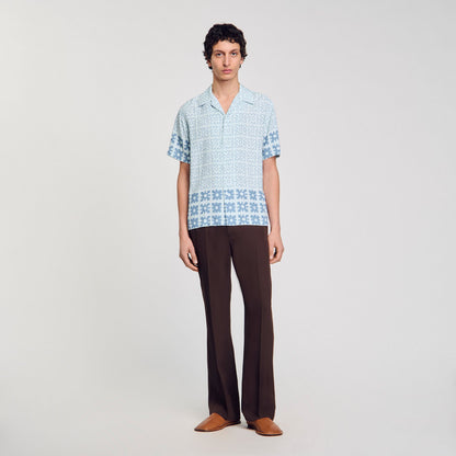 Sandro Floral motif shirt Blue Sky