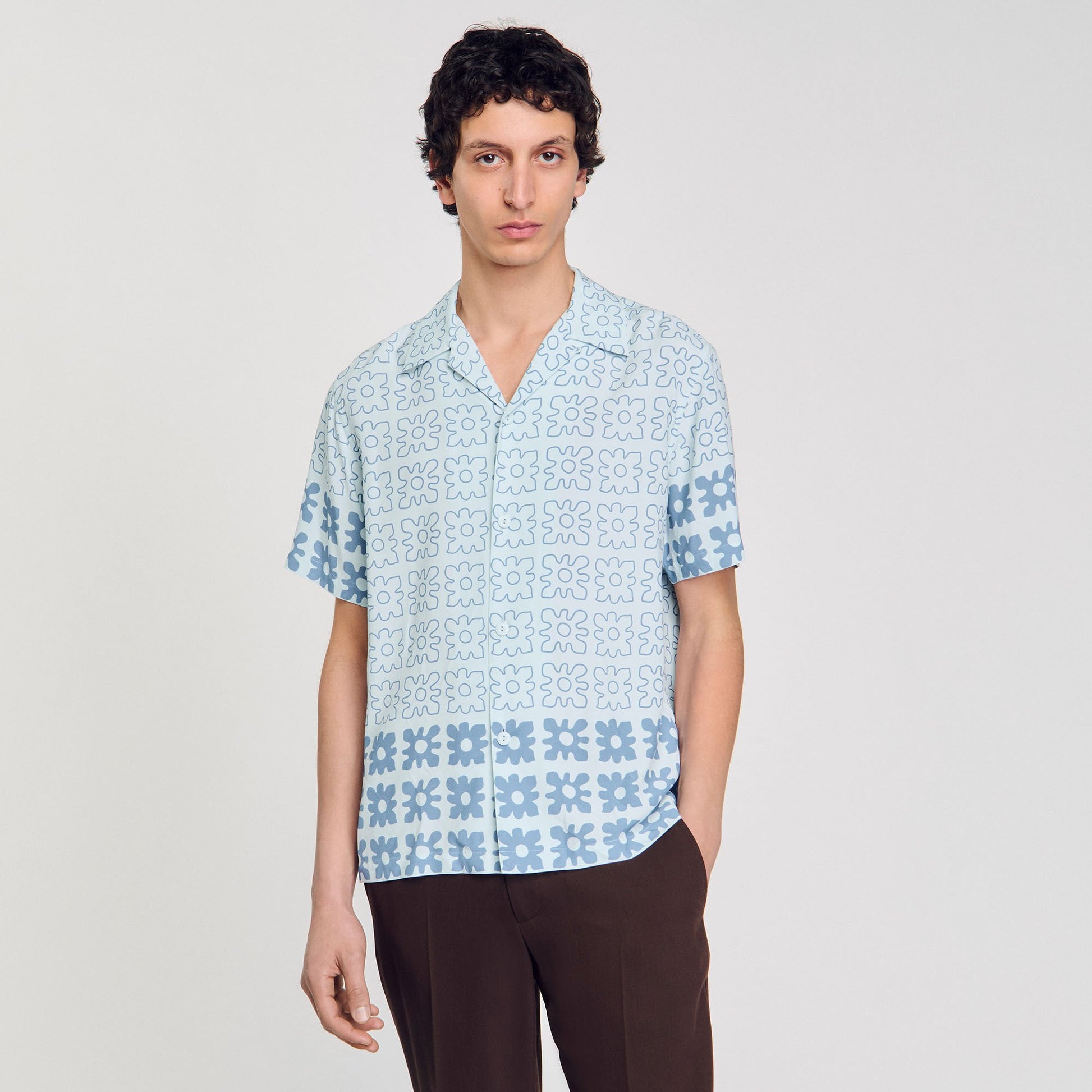 Sandro Floral motif shirt Blue Sky