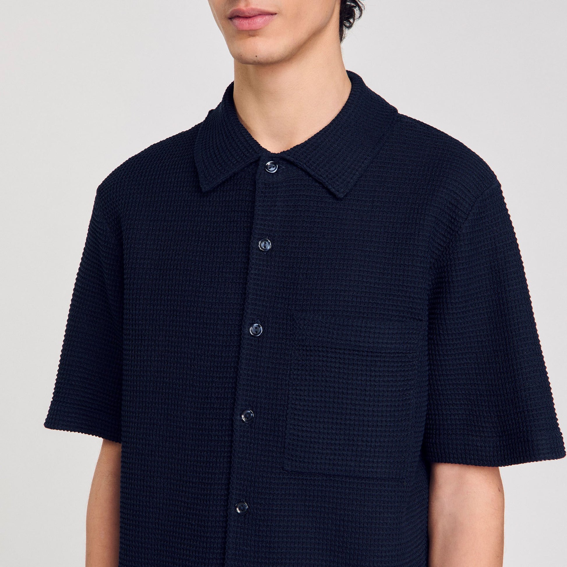 Sandro Waffled shirt Midnight Blue