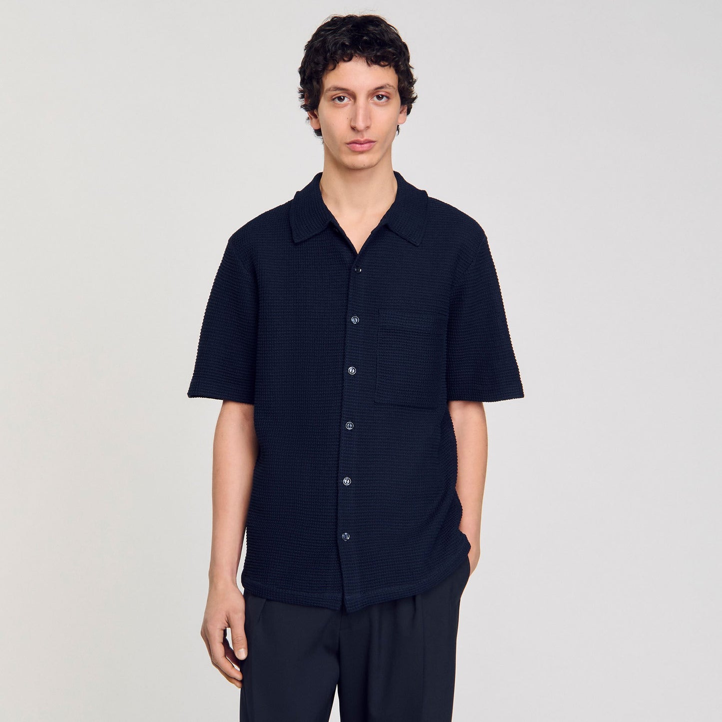 Sandro Waffled shirt Midnight Blue