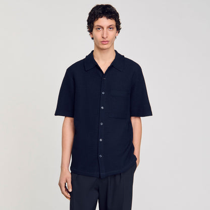Sandro Waffled shirt Midnight Blue