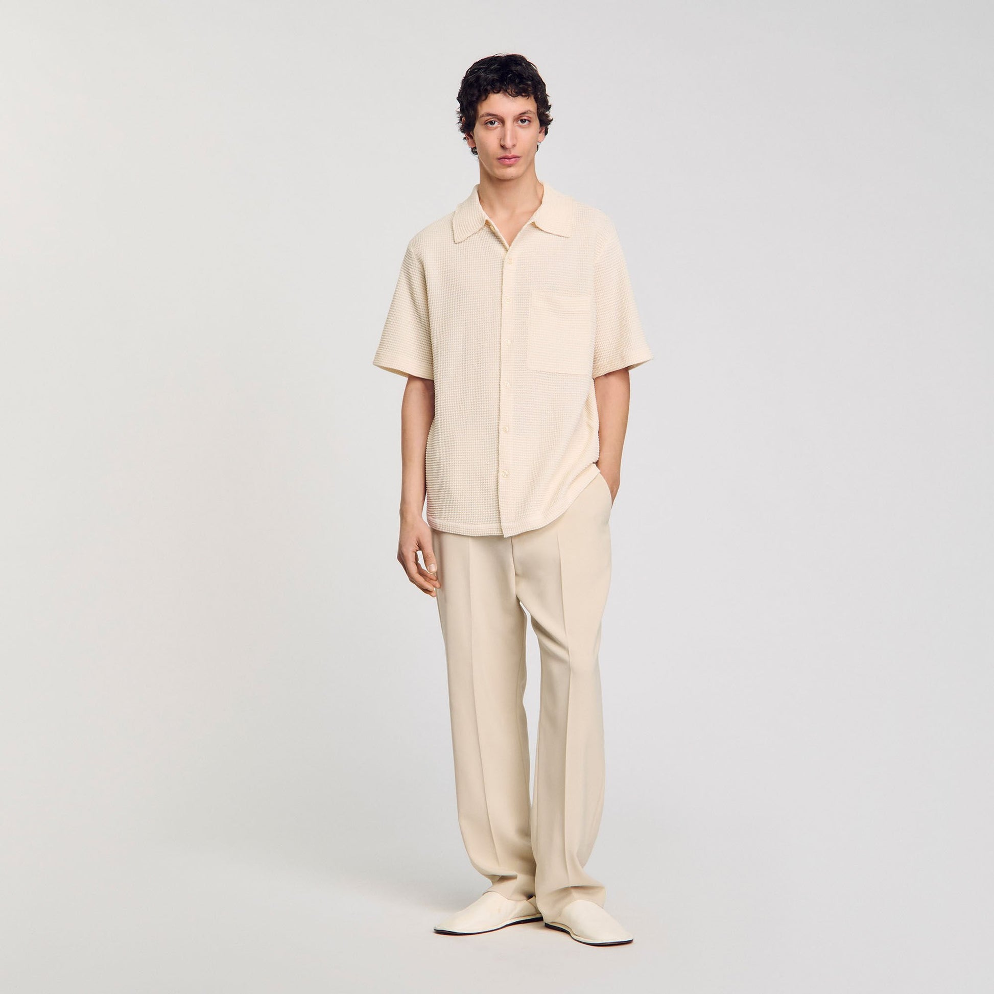 Sandro Waffled shirt Ivory.