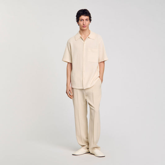 Sandro Waffled shirt Ivory.