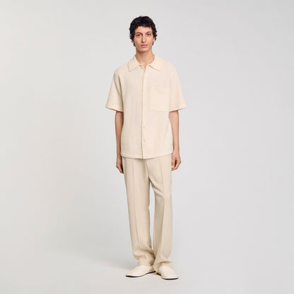 Sandro Waffled shirt Ivory.