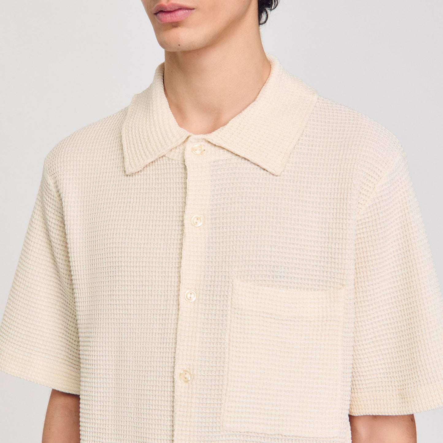 Sandro Waffled shirt Ivory.