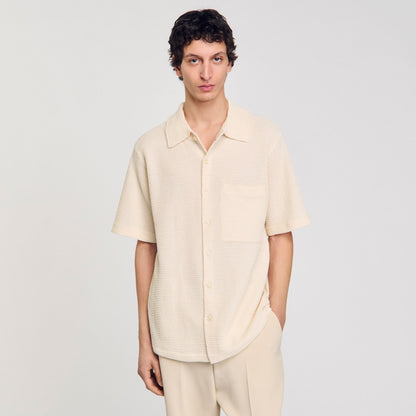 Sandro Waffled shirt Ivory.