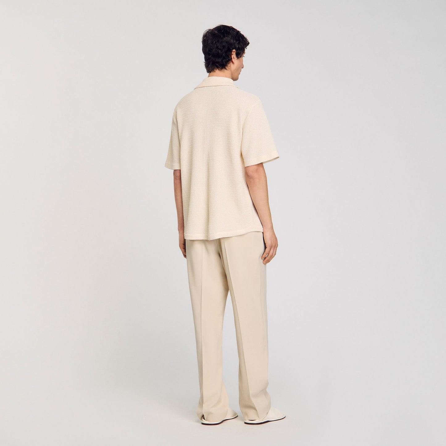 Sandro Waffled shirt Ivory.