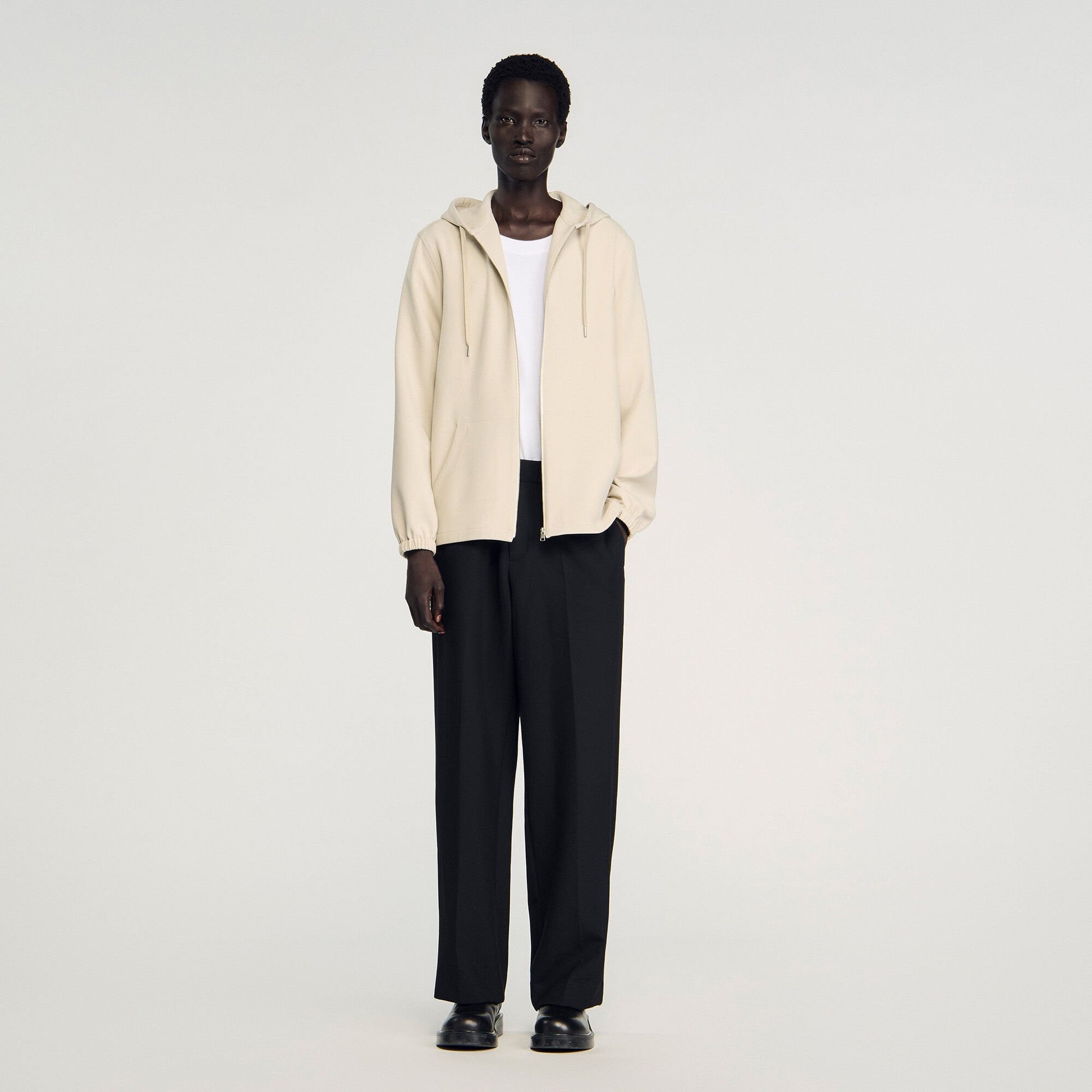 Sandro Hooded shirt jacket Putty