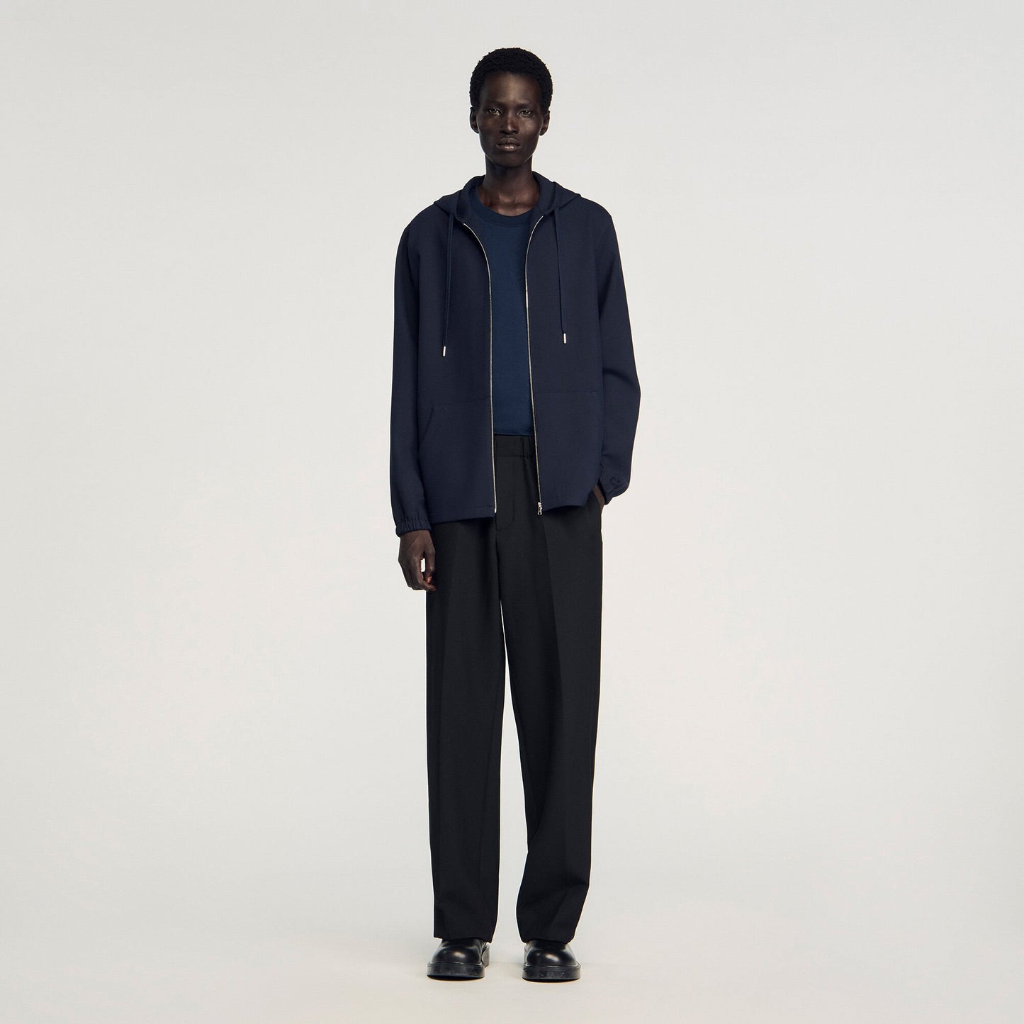 Sandro Hooded shirt Navy Blue
