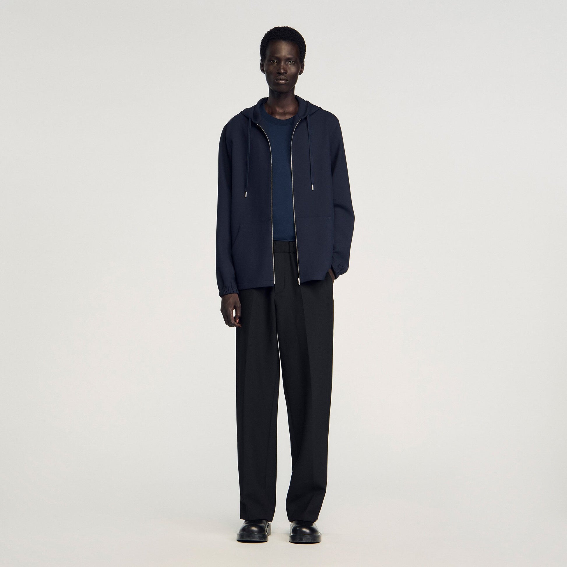 Sandro Hooded shirt Navy Blue