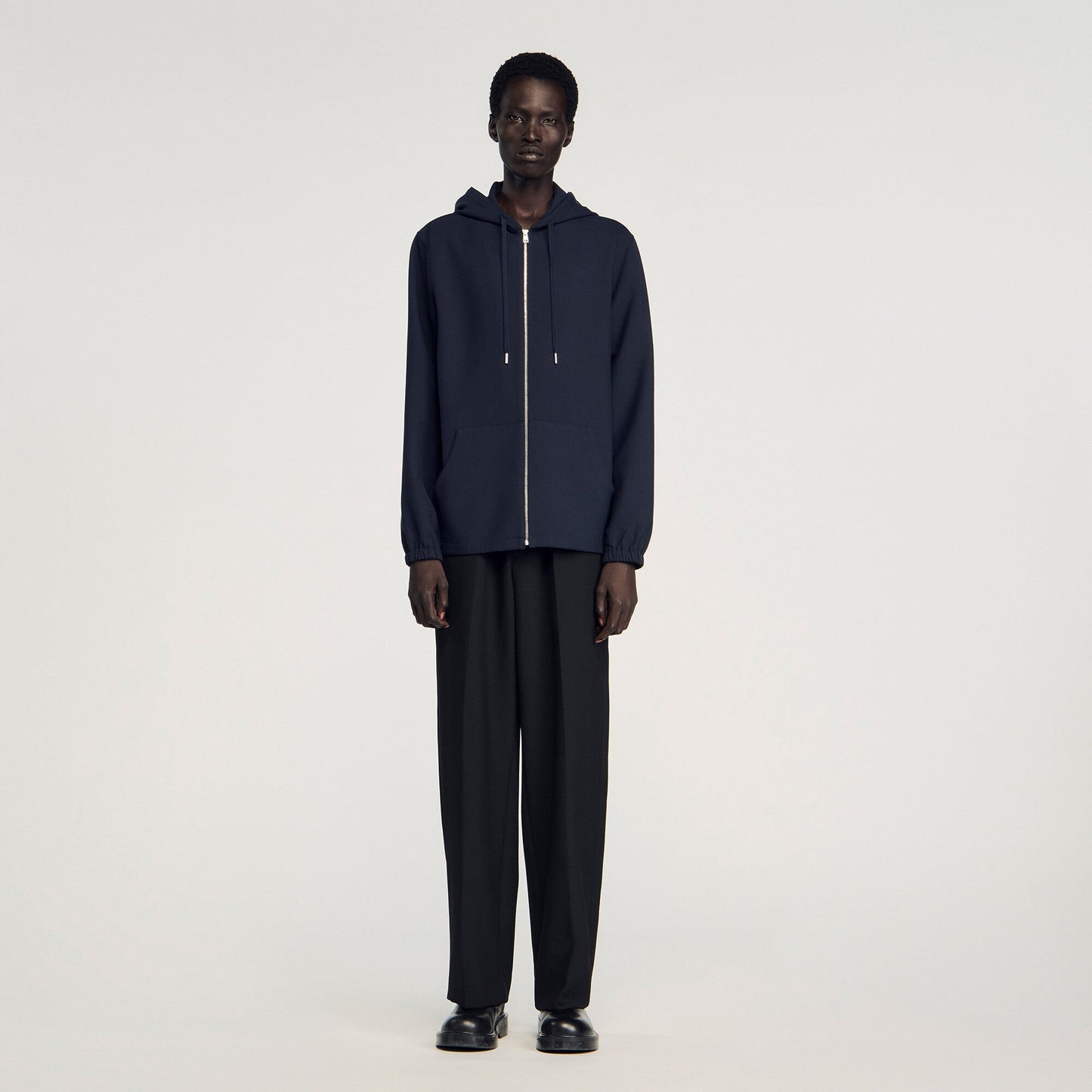 Sandro Hooded shirt Navy Blue
