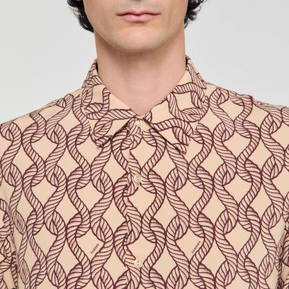 Sandro Loose-fit rope print shirt Butter Cream