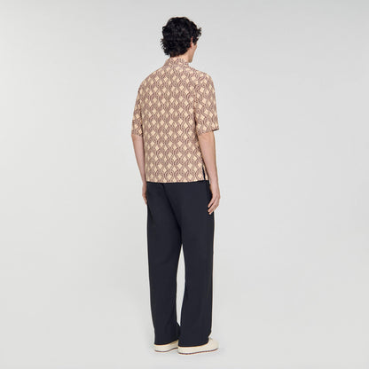 Sandro Loose-fit rope print shirt Butter Cream