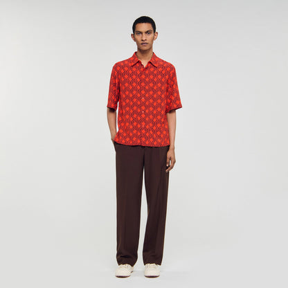 Sandro Loose-fit rope print shirt Blood Orange