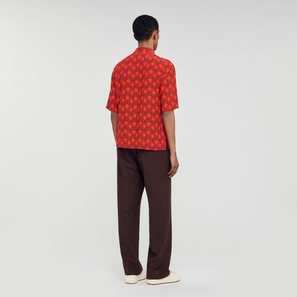 Sandro Loose-fit rope print shirt Blood Orange