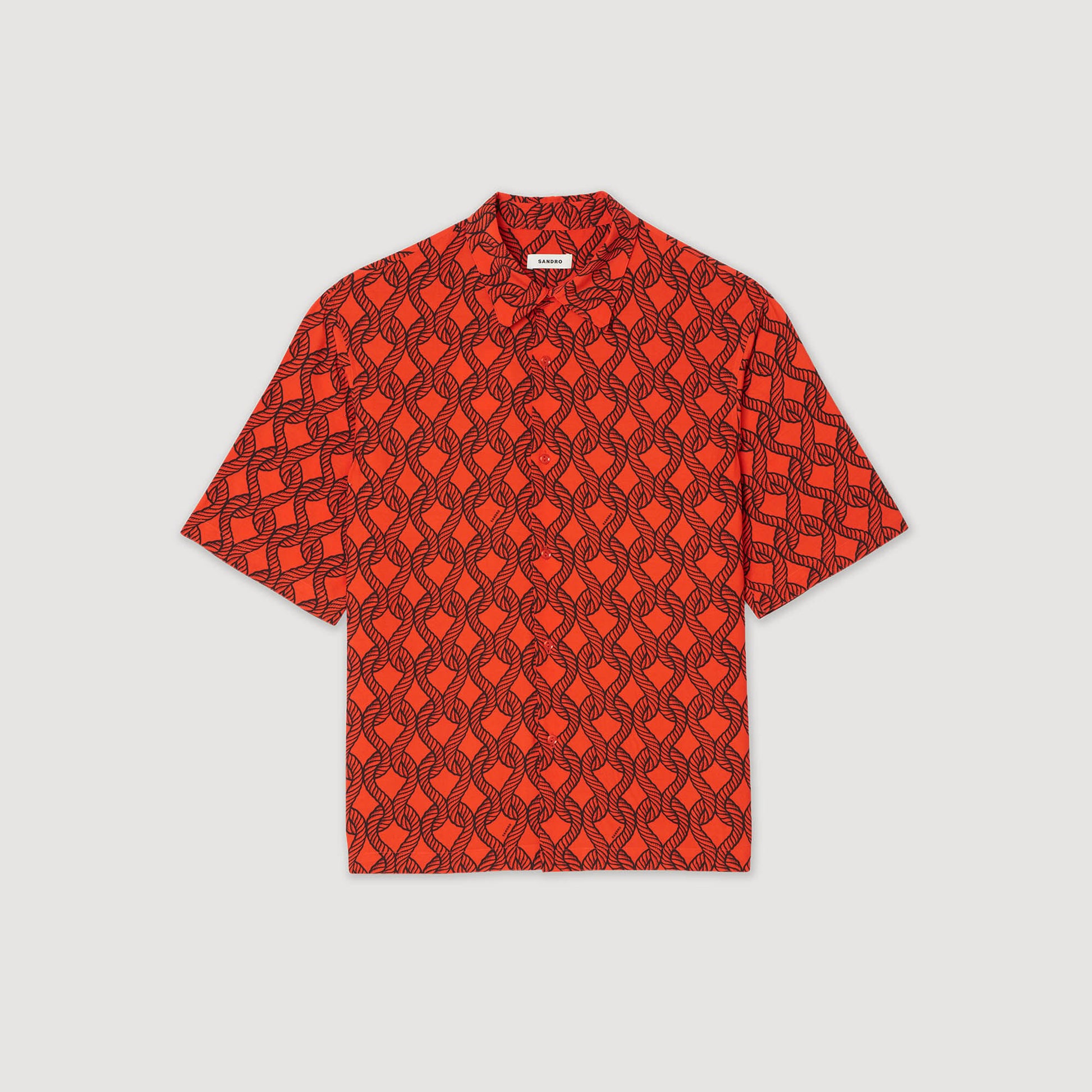 Sandro Loose-fit rope print shirt Blood Orange