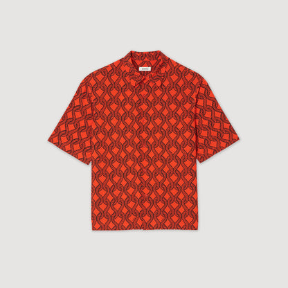 Sandro Loose-fit rope print shirt Blood Orange