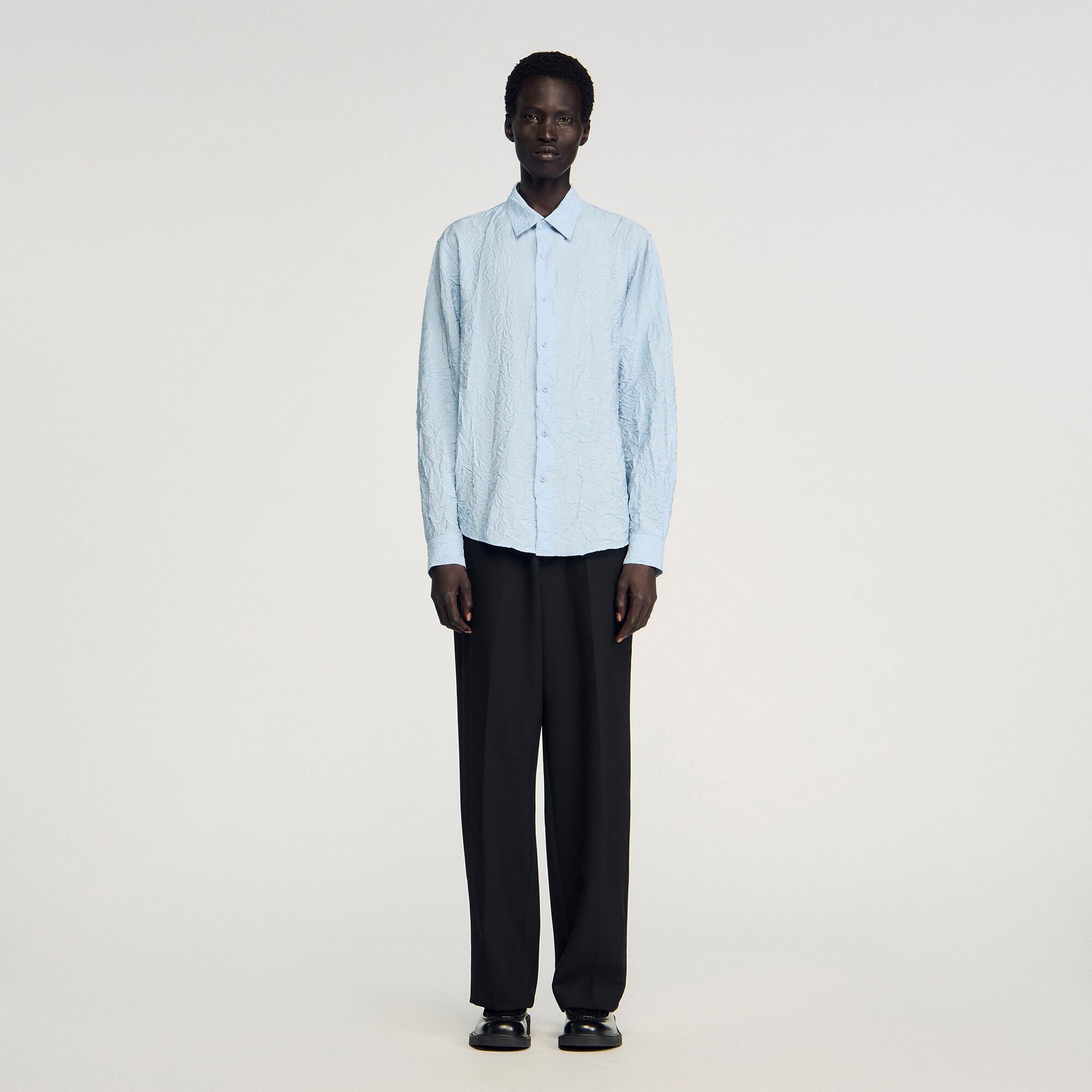Sandro Crinkled effect shirt Sky Blue