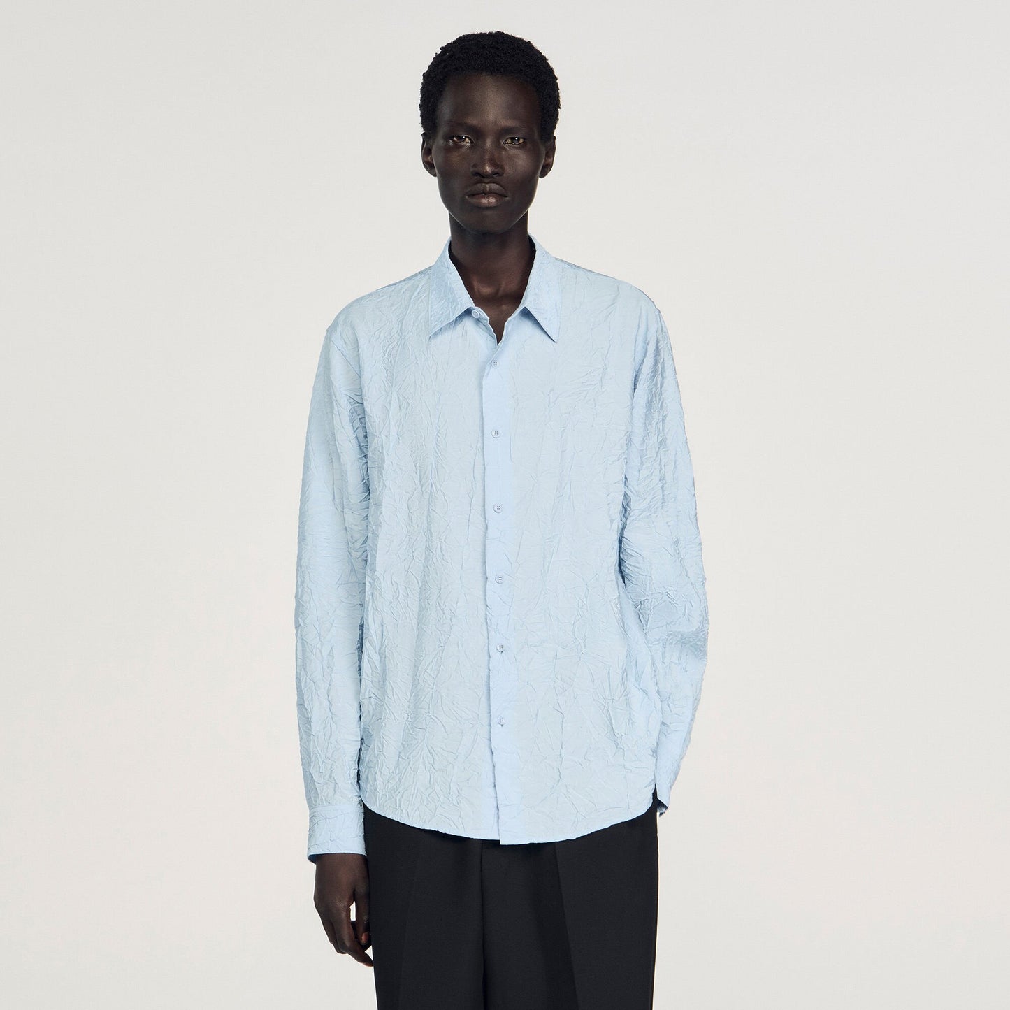 Sandro Crinkled effect shirt Sky Blue