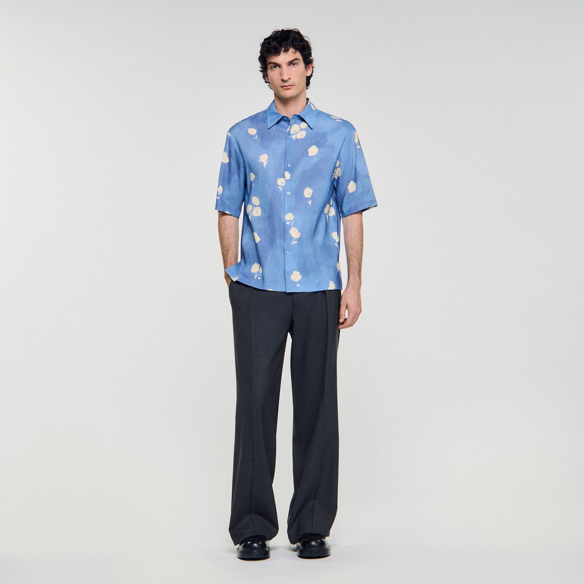 Sandro Floral motif shirt Blue Office