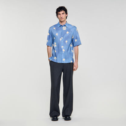 Sandro Floral motif shirt Blue Office
