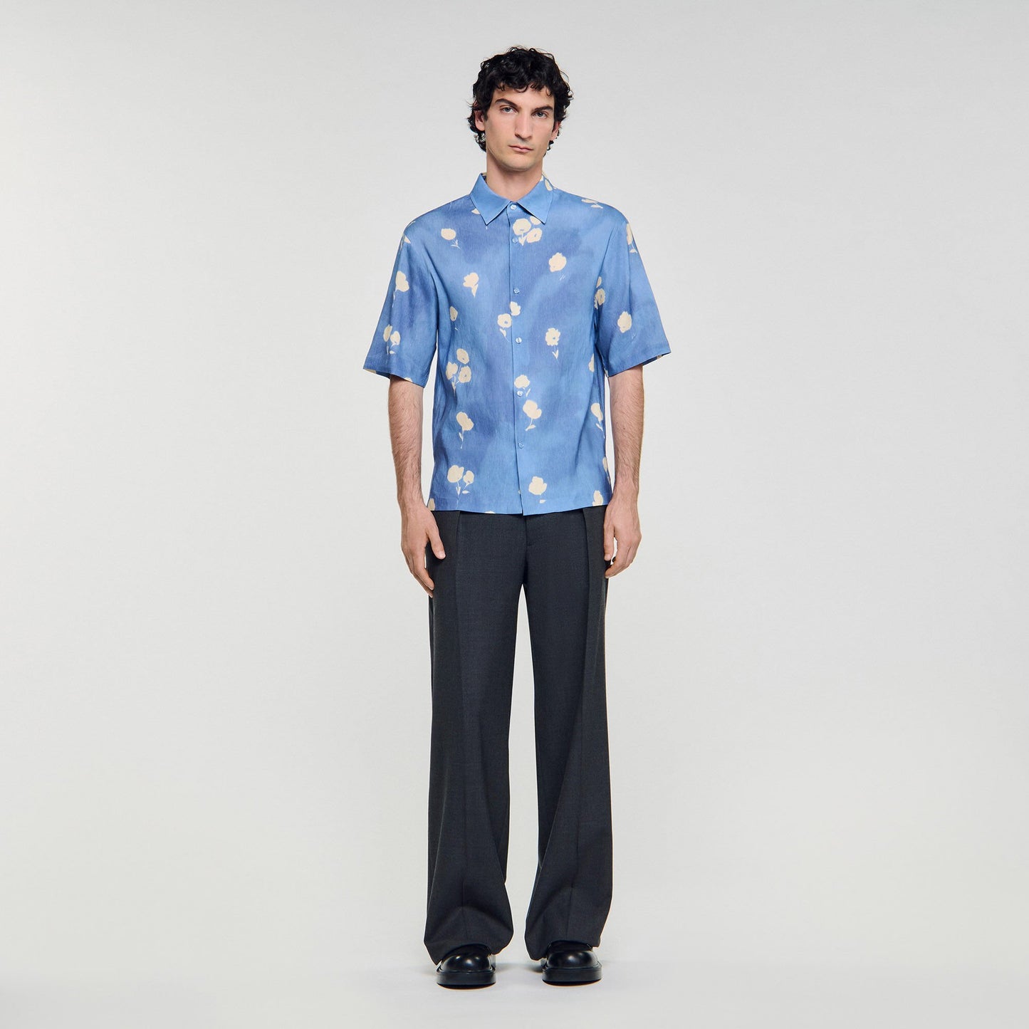 Sandro Floral motif shirt Blue Office