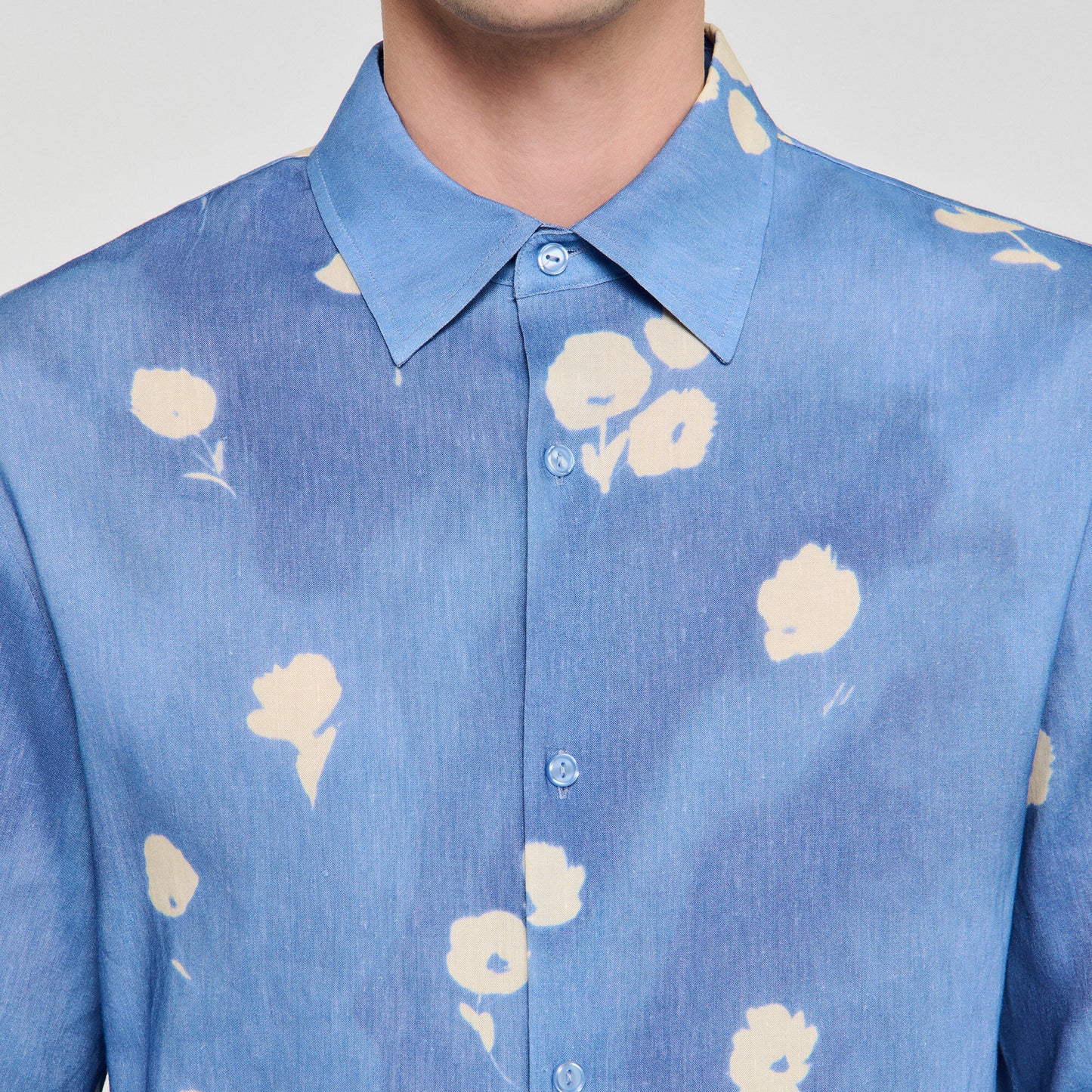 Sandro Floral motif shirt Blue Office