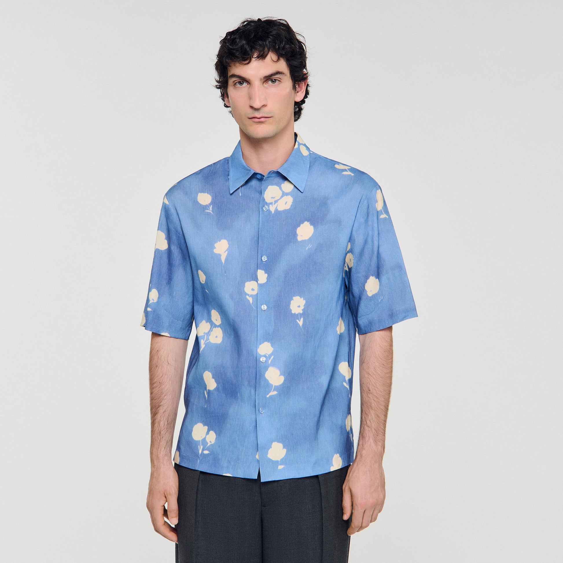 Sandro Floral motif shirt Blue Office