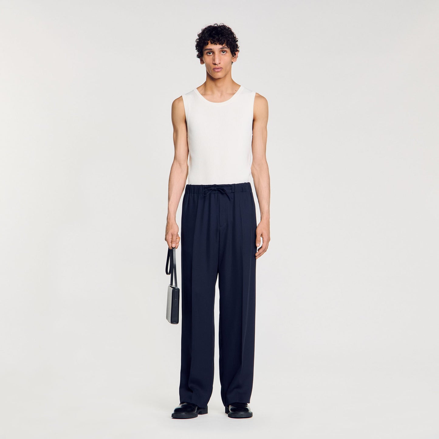 Sandro Elasticated wide-leg trousers Midnight Blue