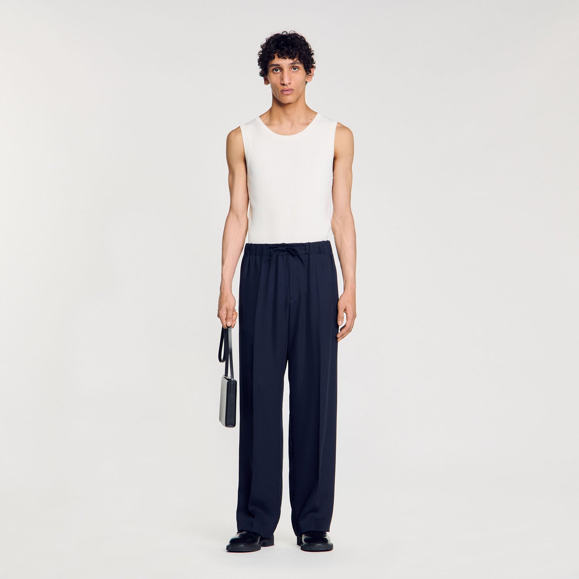 Sandro Elasticated wide-leg trousers Midnight Blue