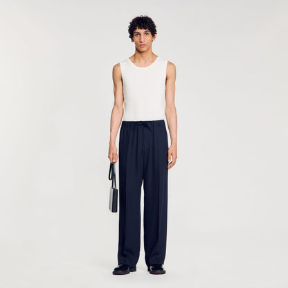 Sandro Elasticated wide-leg trousers Midnight Blue
