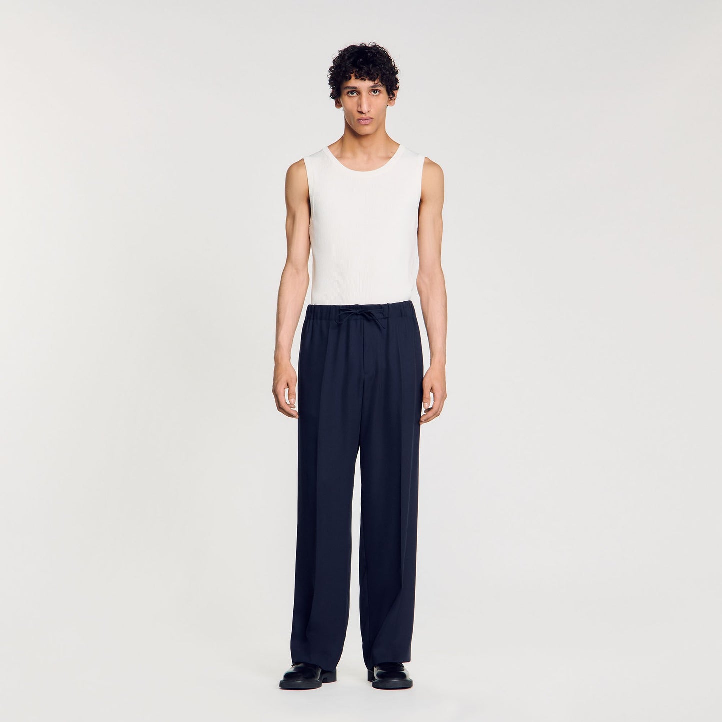 Sandro Elasticated wide-leg trousers Midnight Blue